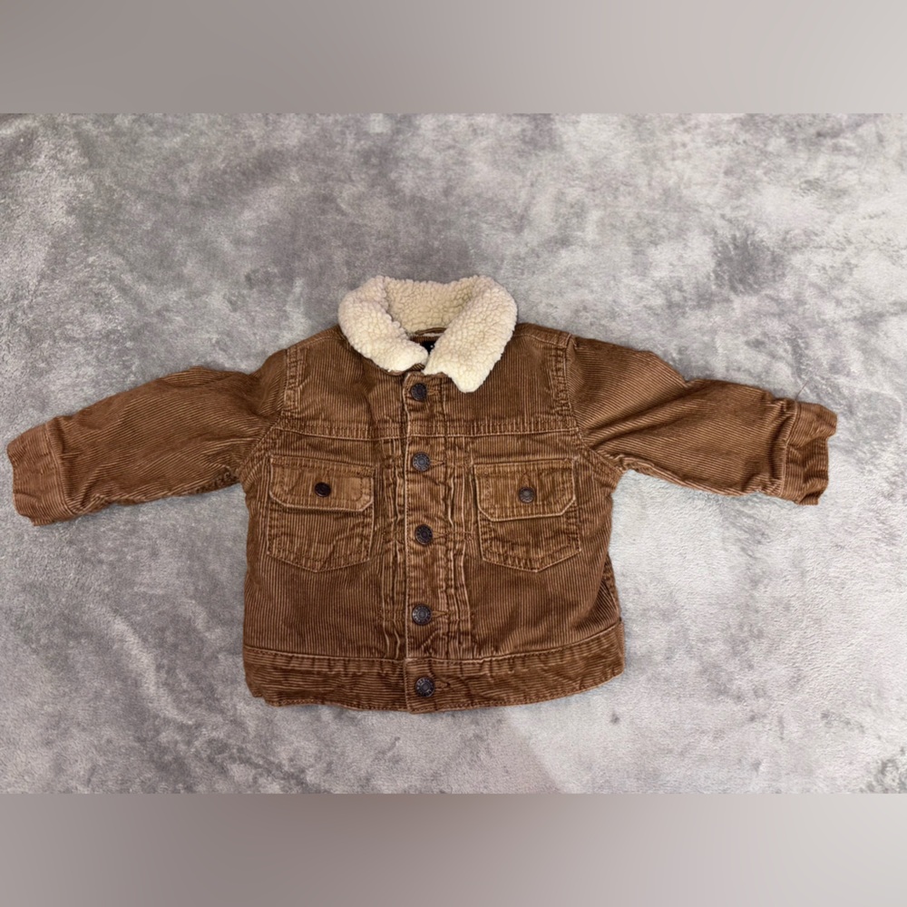 GAP Brown Corduroy Jacket with Cream Sherpa Lining